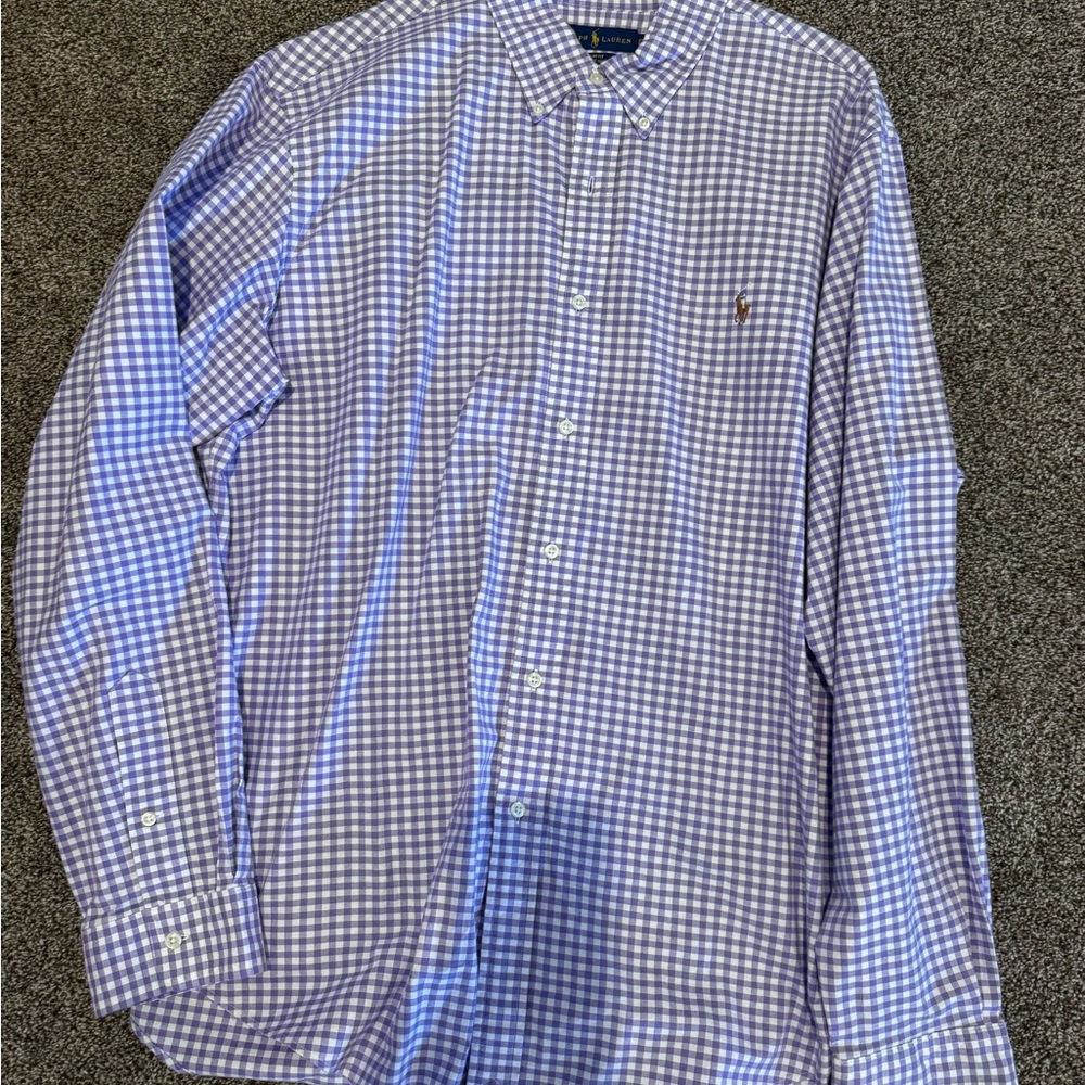 Polo by Ralph Lauren Men's Lavender and White Plaid Shirt